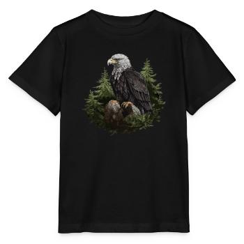 Forêt animale d’aigle à tête blanche - T-shirt bio MINI CREATOR Stanley/Stella Enfant - noir - Devant - Mikhail (115cm)