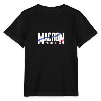 MACRON Präsident 2022 - 2027 - Stanley/Stella Kinder T-Shirt MINI CREATOR  - Schwarz - Vorne - Mikhail (115cm)