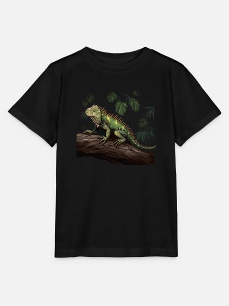 Leguan Ast Reptilien Grüner Leguan - Stanley/Stella Kinder T-Shirt MINI CREATOR  - Schwarz