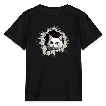 Cat Kitten Mietze Meow - Stanley/Stella MINI CREATOR Kids’ T-Shirt - black - Front - Mikhail (115cm)