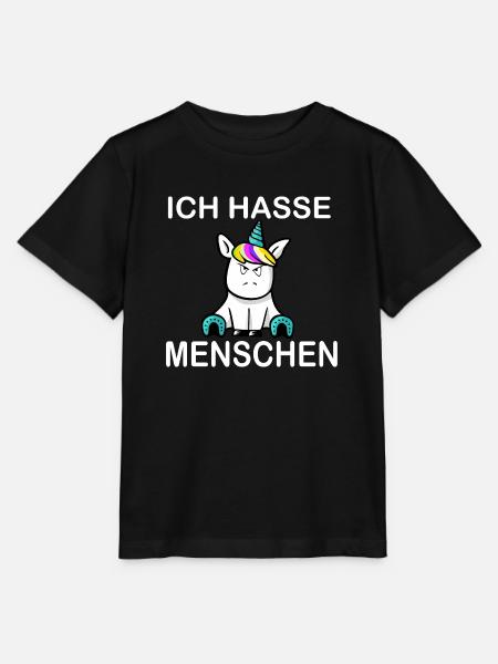 Ich hasse Menschen Einhorn - Stanley/Stella Kinder T-Shirt MINI CREATOR  - Schwarz