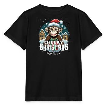 Christmas Monkey - Cheeky Christmas - Stanley/Stella MINI CREATOR Kids’ T-Shirt - black - Front - Mikhail (115cm)