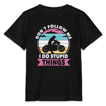 Nicht folgen Bikerin oder Biker eine Motorrad - Stanley/Stella Kinder T-Shirt MINI CREATOR  - Schwarz - Vorne - Mikhail (115cm)