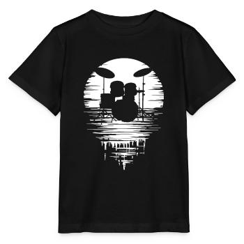 Batterie Silhouette Drum avec réflexion - T-shirt bio MINI CREATOR Stanley/Stella Enfant - noir - Devant - Mikhail (115cm)
