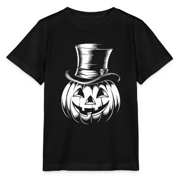 Halloweenkürbis mit Zylinder Strichzeichnung - Stanley/Stella Kinder T-Shirt MINI CREATOR  - Schwarz - Vorne - Mikhail (115cm)