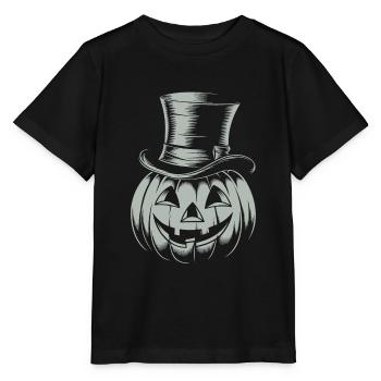 Halloweenkürbis mit Zylinder Strichzeichnung - Stanley/Stella Kinder T-Shirt MINI CREATOR  - Schwarz - Vorne - Mikhail (115cm)