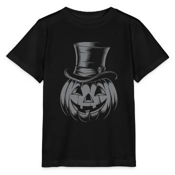 Halloweenkürbis mit Zylinder Strichzeichnung - Stanley/Stella Kinder T-Shirt MINI CREATOR  - Schwarz - Vorne - Mikhail (115cm)