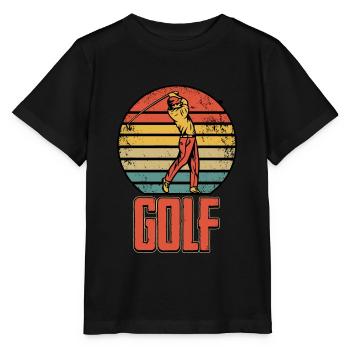 Golf Vintage Golfspieler Buntes Design - Stanley/Stella Kinder T-Shirt MINI CREATOR  - Schwarz - Vorne - Mikhail (115cm)