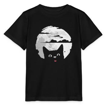 Le chat dérange la pleine lune - provoque une éclipse lunaire - T-shirt bio MINI CREATOR Stanley/Stella Enfant - noir - Devant - Mikhail (115cm)