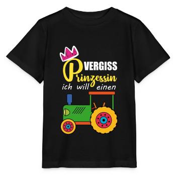 Vergiss Prinzessin - ich will Traktor fahren - Stanley/Stella Kinder T-Shirt MINI CREATOR  - Schwarz - Vorne - Mikhail (115cm)
