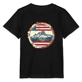 Montagnes vintage américaines - T-shirt bio MINI CREATOR Stanley/Stella Enfant - noir - Devant - Mikhail (115cm)