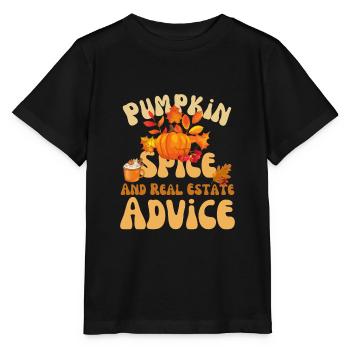 Pumpkin Spice und Immobilienberatung - Stanley/Stella Kinder T-Shirt MINI CREATOR  - Schwarz - Vorne - Mikhail (115cm)