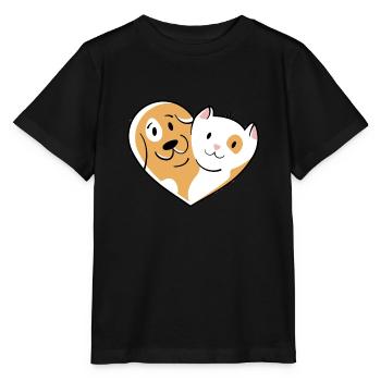 Amour des chats et amour des chiens - T-shirt bio MINI CREATOR Stanley/Stella Enfant - noir - Devant - Mikhail (115cm)