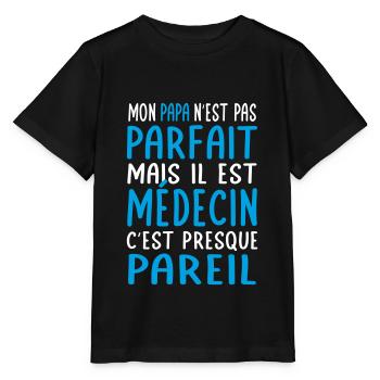 Mon papa n'est pas parfait - Médecin - T-shirt bio MINI CREATOR Stanley/Stella Enfant - noir - Devant - Mikhail (115cm)
