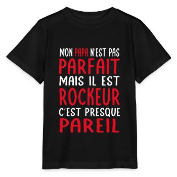 Mon papa n'est pas parfait - Rockeur - T-shirt bio MINI CREATOR Stanley/Stella Enfant - noir - Devant - Mikhail (115cm)