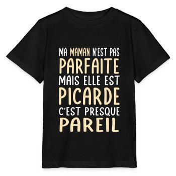 Ma maman n'est pas parfaite - Picarde - T-shirt bio MINI CREATOR Stanley/Stella Enfant - noir - Devant - Mikhail (115cm)