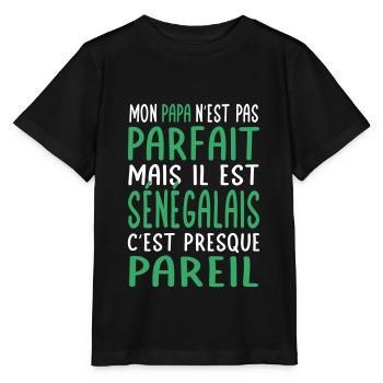 Mon papa n'est pas parfait - Sénégalais - T-shirt bio MINI CREATOR Stanley/Stella Enfant - noir - Devant - Mikhail (115cm)