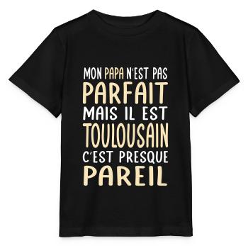 Mon papa n'est pas parfait - Toulousain - T-shirt bio MINI CREATOR Stanley/Stella Enfant - noir - Devant - Mikhail (115cm)