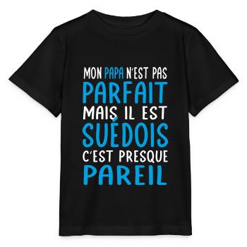 Mon papa n'est pas parfait - Suédois - T-shirt bio MINI CREATOR Stanley/Stella Enfant - noir - Devant - Mikhail (115cm)