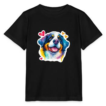 Bouvier bernois joyeux – style pop aquarelle - T-shirt bio MINI CREATOR Stanley/Stella Enfant - noir - Devant - Mikhail (115cm)