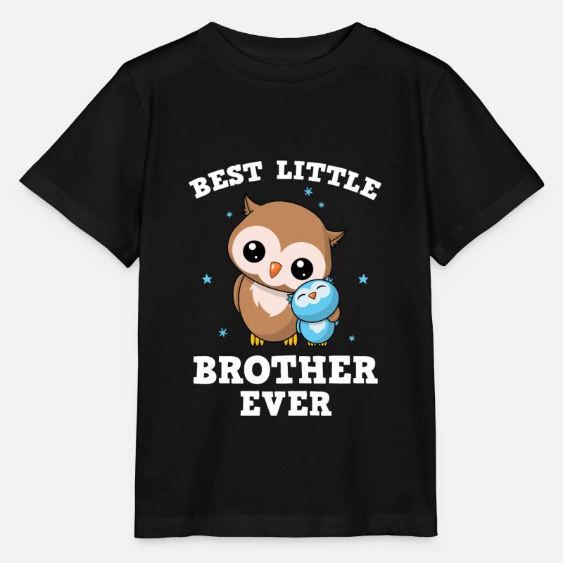 Best Little Brother Ever - Kleiner Eulen Bruder - Stanley/Stella Kinder T-Shirt MINI CREATOR  - Schwarz