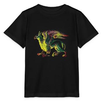 Créatures fabuleuses colorées - T-shirt bio MINI CREATOR Stanley/Stella Enfant - noir - Devant - Mikhail (115cm)