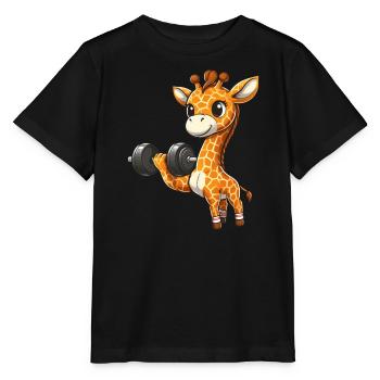 Giraffe Bench Press Workout - Stanley/Stella MINI CREATOR Kids’ T-Shirt - black - Front - Mikhail (115cm)