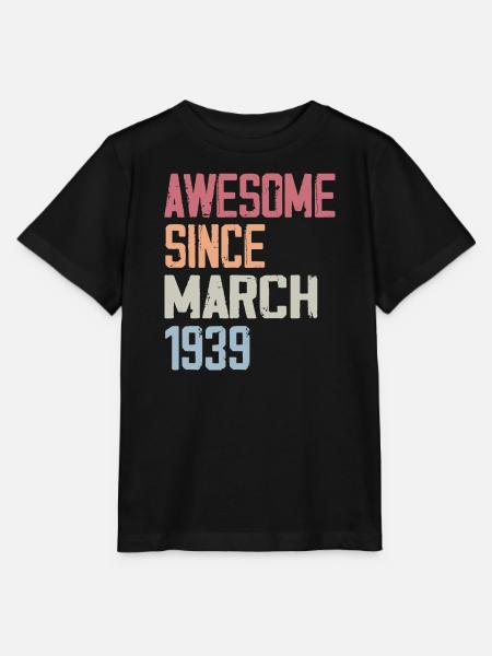 1939 Mars Naissance Anniversaire Mars 1939 Cadeau - T-shirt MINI CREATOR barn från Stanley/Stella - svart
