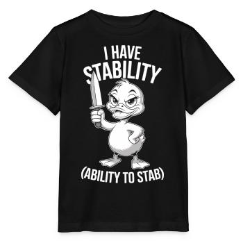 Dark humor duck with knife - Stanley/Stella MINI CREATOR Kids’ T-Shirt - black - Front - Mikhail (115cm)