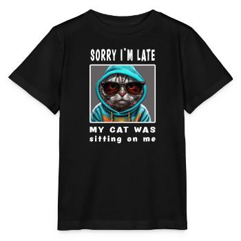Désolé d’être en retard, mon chat était assis sur moi - T-shirt bio MINI CREATOR Stanley/Stella Enfant - noir - Devant - Mikhail (115cm)