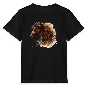 Majestic horse galloping - Stanley/Stella MINI CREATOR Kids’ T-Shirt - black - Front - Mikhail (115cm)