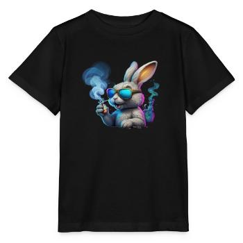 Cooler Hase Mit Sonnenbrille und Rauch - Stanley/Stella Kinder T-Shirt MINI CREATOR  - Schwarz - Vorne - Mikhail (115cm)