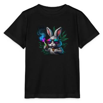 Cooler Hase Mit Sonnenbrille Und Rauch - Stanley/Stella Kinder T-Shirt MINI CREATOR  - Schwarz - Vorne - Mikhail (115cm)