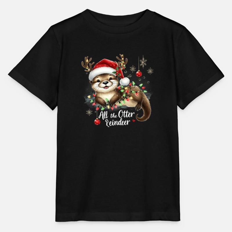 Weihnachtlicher Otter Mit Lichterkette Und - Stanley/Stella Kinder T-Shirt MINI CREATOR - Schwarz