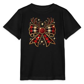 Noël à carreaux avec extrémités scintillantes - T-shirt bio MINI CREATOR Stanley/Stella Enfant - noir - Devant - Mikhail (115cm)