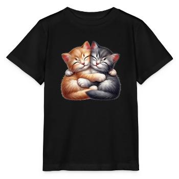 Zwei Kuschelnde Kätzchen in Liebevoller Umarmung - Stanley/Stella Kinder T-Shirt MINI CREATOR  - Schwarz - Vorne - Mikhail (115cm)