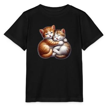 Zwei Kuschelnde Kätzchen in Liebevoller Umarmung - Stanley/Stella Kinder T-Shirt MINI CREATOR  - Schwarz - Vorne - Mikhail (115cm)