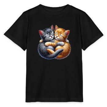 Zwei Kuschelnde Kätzchen in Liebevoller Umarmung - Stanley/Stella Kinder T-Shirt MINI CREATOR  - Schwarz - Vorne - Mikhail (115cm)