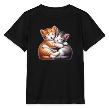 Zwei Kuschelnde Kätzchen in Liebevoller Umarmung - Stanley/Stella Kinder T-Shirt MINI CREATOR  - Schwarz - Vorne - Mikhail (115cm)