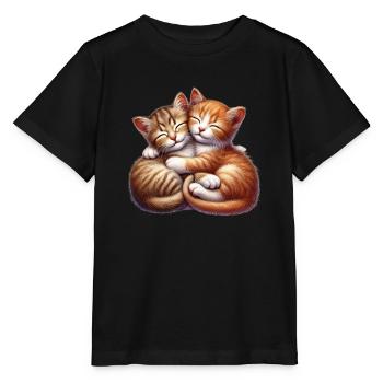 Zwei Kuschelnde Kätzchen in Liebevoller Umarmung - Stanley/Stella Kinder T-Shirt MINI CREATOR  - Schwarz - Vorne - Mikhail (115cm)