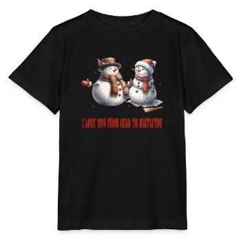 Liebe Dich Vom Kopf Bis Mistelzweig Schneemann - Stanley/Stella Kinder T-Shirt MINI CREATOR  - Schwarz - Vorne - Mikhail (115cm)