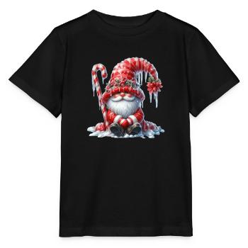 Gnome de Noël confortable avec canne à sucre - T-shirt bio MINI CREATOR Stanley/Stella Enfant - noir - Devant - Mikhail (115cm)