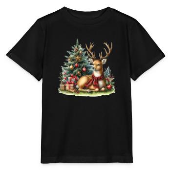 Festliche Weihnachtsstimmung Mit Hirsch - Stanley/Stella Kinder T-Shirt MINI CREATOR  - Schwarz - Vorne - Mikhail (115cm)