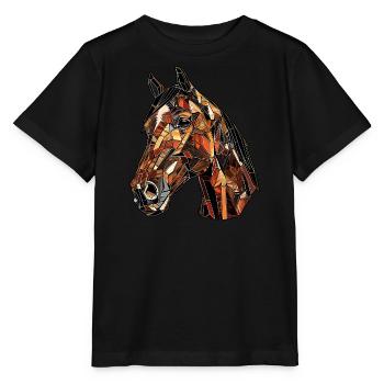 Mosaik-Pferd: Edles Kunst-Design für Pferdefans - Stanley/Stella Kinder T-Shirt MINI CREATOR  - Schwarz - Vorne - Mikhail (115cm)