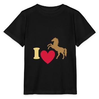★ Les couleurs de conception peuvent être modifiées ★ J'adore les chevaux - T-shirt bio MINI CREATOR Stanley/Stella Enfant - noir - Devant - Mikhail (115cm)