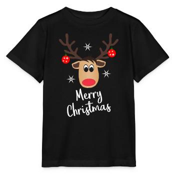 Rentier Merry Christmas Weihnachten Geschenk - Stanley/Stella Kinder T-Shirt MINI CREATOR  - Schwarz - Vorne - Mikhail (115cm)