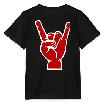 Devil's hand, Devil Rock cool metal symbol - Stanley/Stella MINI CREATOR Kids’ T-Shirt - black - Front - Mikhail (115cm)