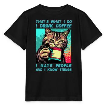 Café avec un chat - T-shirt bio MINI CREATOR Stanley/Stella Enfant - noir - Devant - Mikhail (115cm)