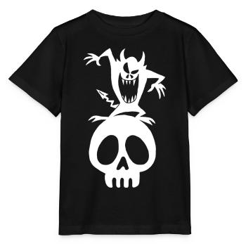 Totenkopf und weißer Dämon - Stanley/Stella Kinder T-Shirt MINI CREATOR  - Schwarz - Vorne - Mikhail (115cm)
