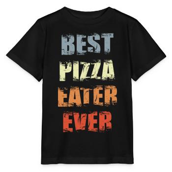 Funny Pizza Eater - Stanley/Stella MINI CREATOR Kids’ T-Shirt - black - Front - Mikhail (115cm)